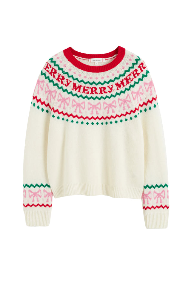Cream Wool-Cashmere Let's Be Merry Sweater image 6
