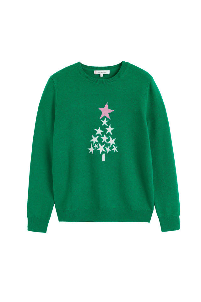 Green Wool-Cashmere Star Tree Sweater image 3