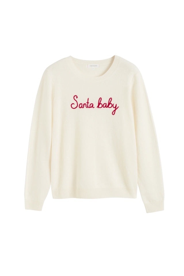 Cream Wool-Cashmere Santa Baby Sweater image 5