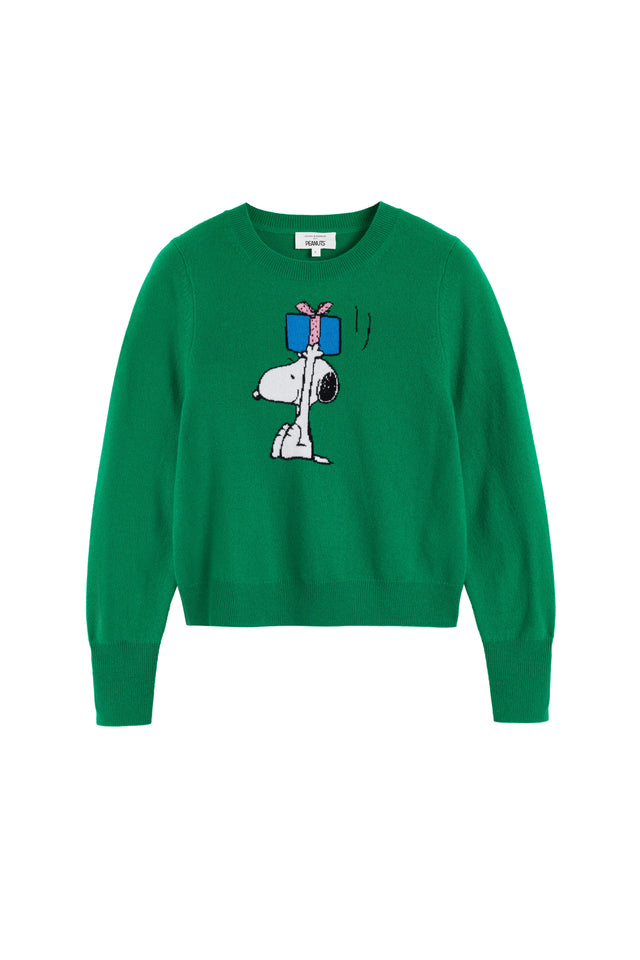 Green Wool-Cashmere Snoopy's Gift Sweater image 4