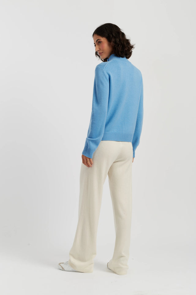 Sky-Blue Wool-Cashmere Snoopy Quarter Zip Sweater image 3