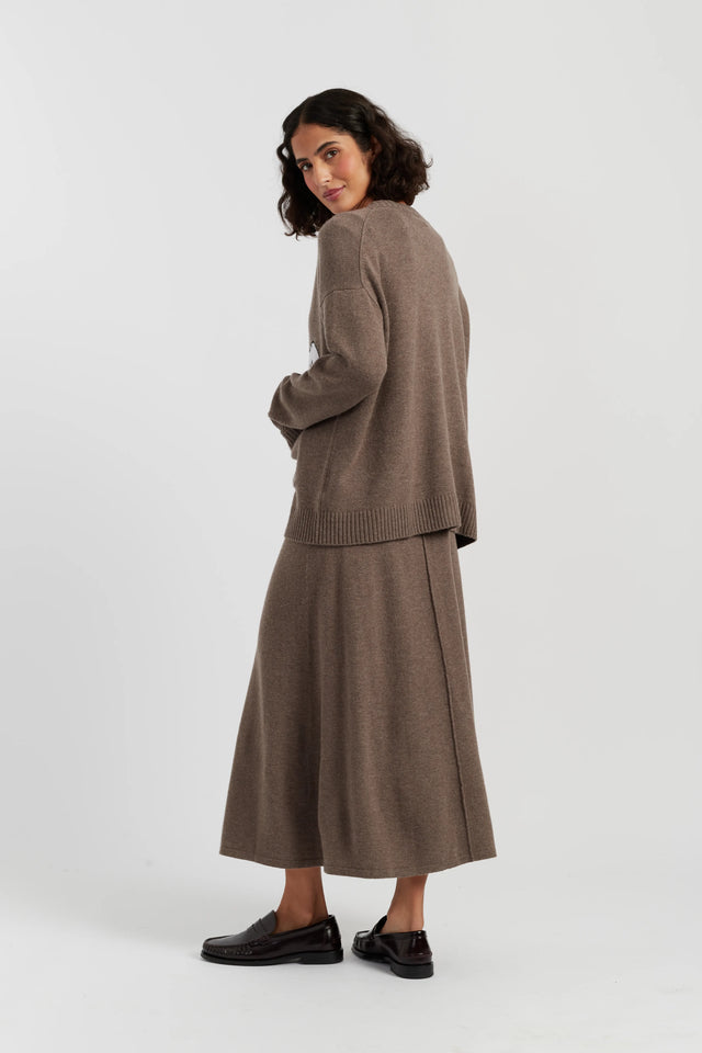 Oatmeal Wool-Cashmere Snoopy Peek Pocket Cardigan image 3