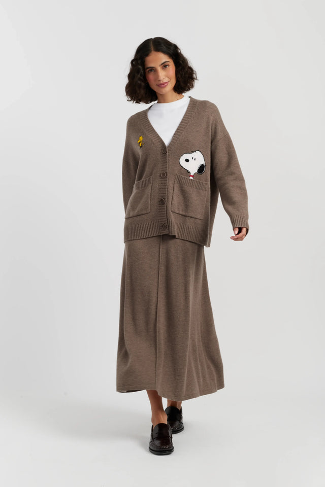Oatmeal Wool-Cashmere Snoopy Peek Pocket Cardigan image 2