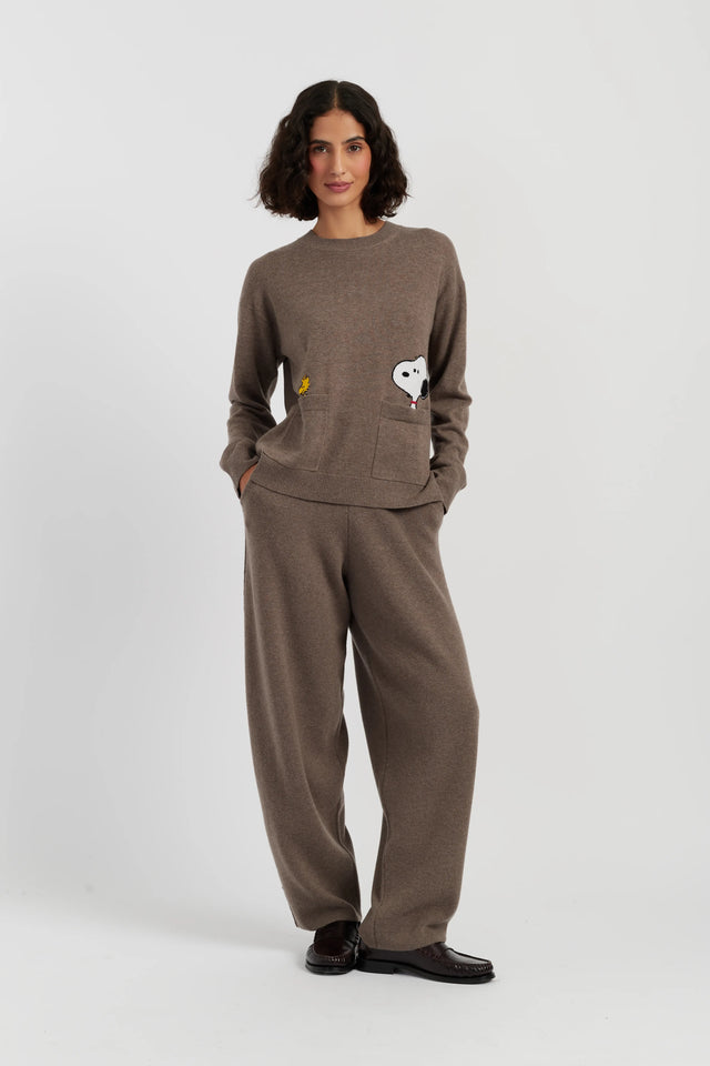 Oatmeal Wool-Cashmere Snoopy Peeking Pocket Sweater image 2