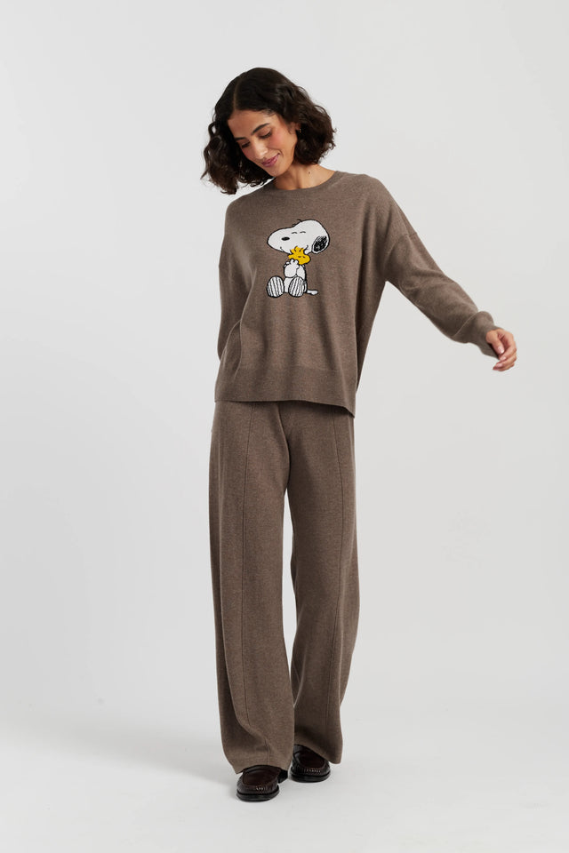 Oatmeal Wool-Cashmere Snoopy & Woodstock Sweater image 2