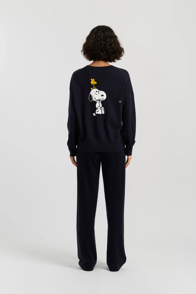 Navy Wool-Cashmere Snoopy & Woodstock Sweater image 3