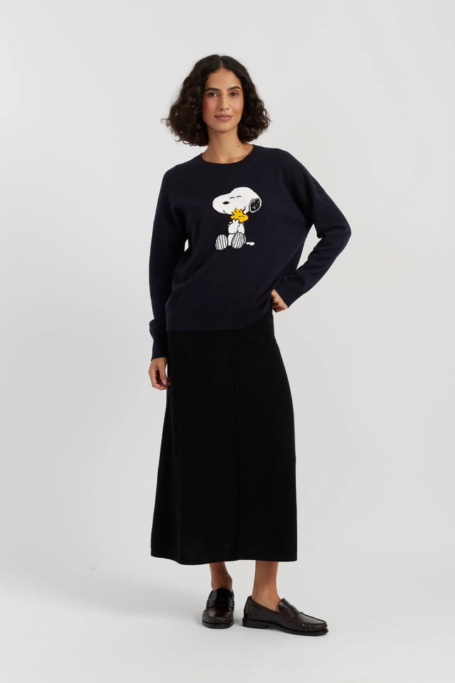 Navy Wool-Cashmere Snoopy & Woodstock Sweater image 4