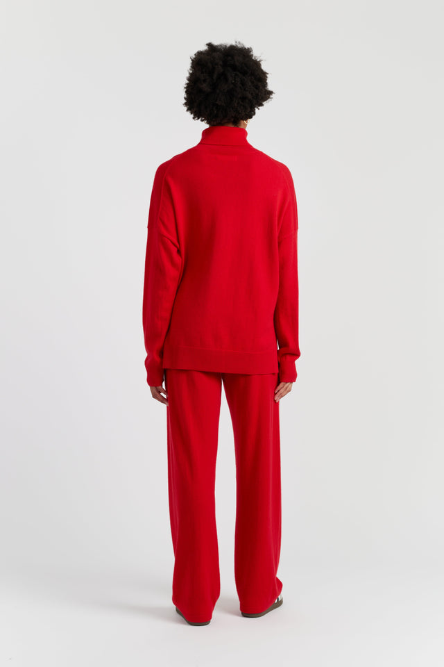 Velvet-Red Wool-Cashmere Relaxed Rollneck Sweater image 3