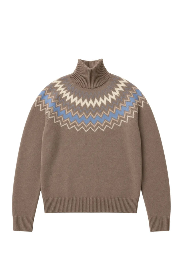 Mushroom Wool-Cashmere Fair Isle Rollneck Sweater image 6