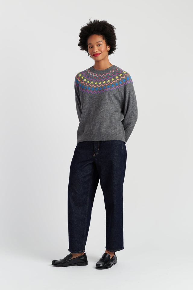 Grey Wool-Cashmere Star Yoke Sweater image 2