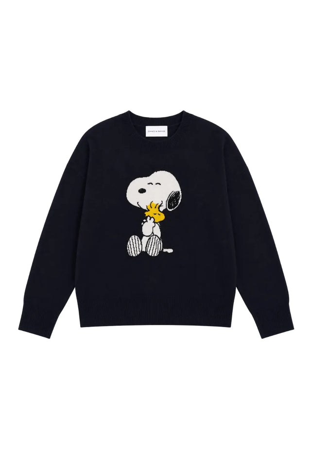 Navy Wool-Cashmere Snoopy & Woodstock Sweater image 5