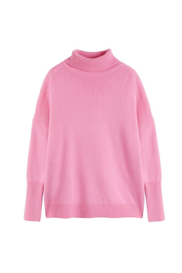 Flamingo-Pink Pure Cashmere Rollneck Sweater image 6