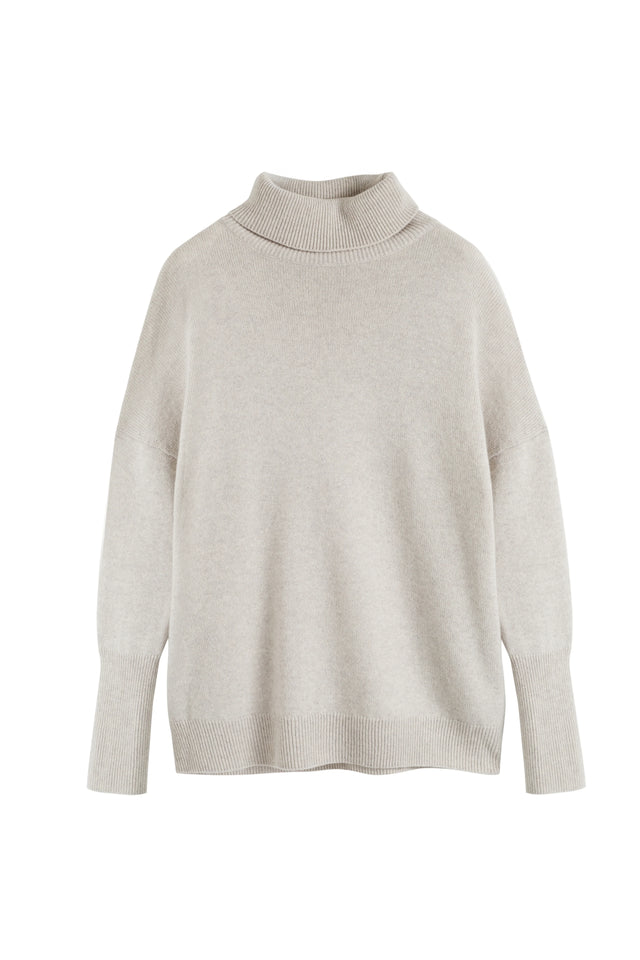 Light-Oatmeal Pure Cashmere Rollneck Sweater image 5