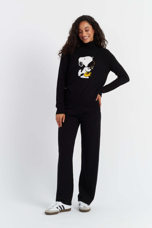 Black Wool-Cashmere Snoopy Saxophone Sweater image 4