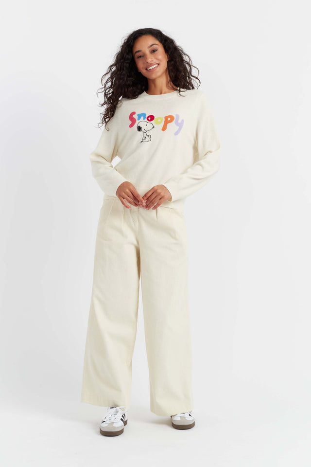 Cream Wool-Cashmere Snoopy Sweater image 3