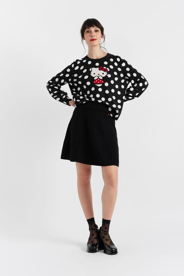 Black Wool-Cashmere Hello Kitty Polka Dot Sweater image 5