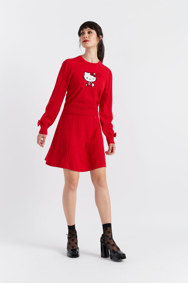 Red Wool-Cashmere Hello Kitty Bow Sweater image 6