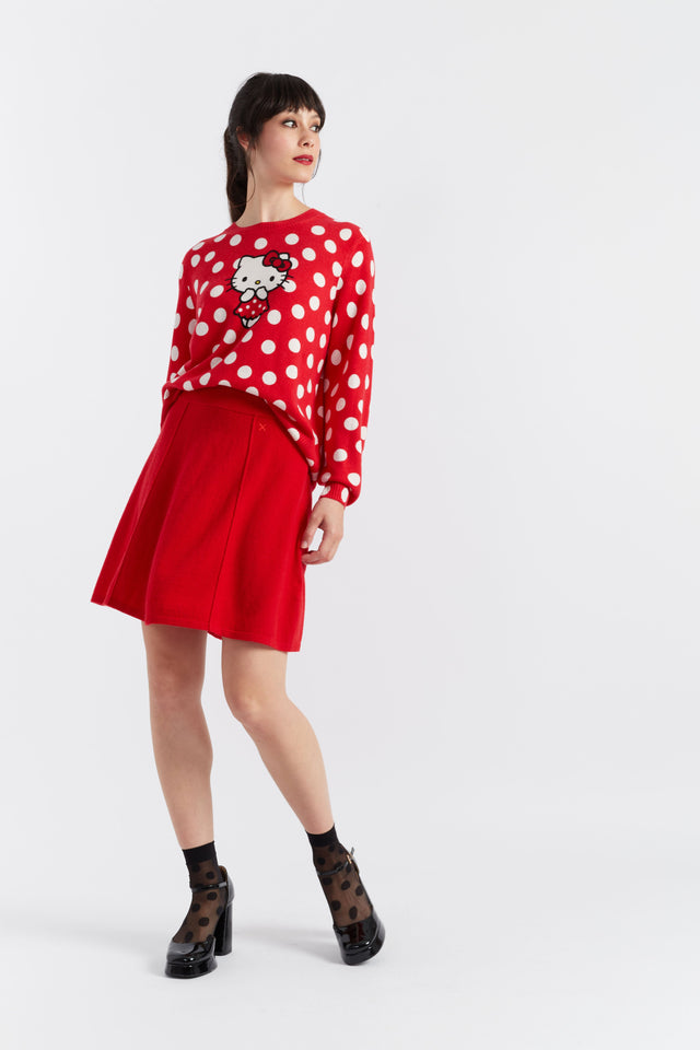 Red Wool-Cashmere Hello Kitty Polka Dot Sweater image 4