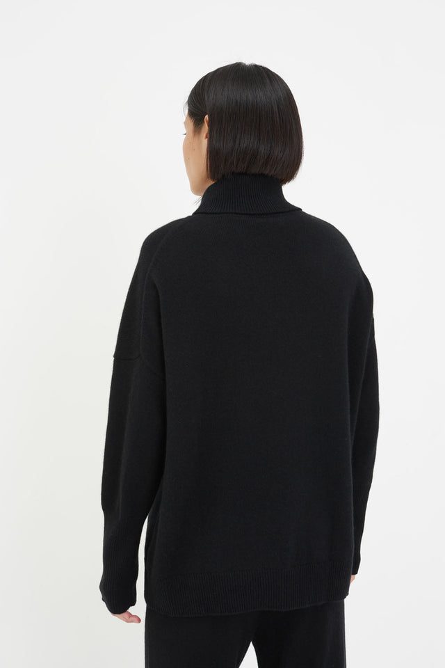 Black Cashmere Rollneck Sweater image 3