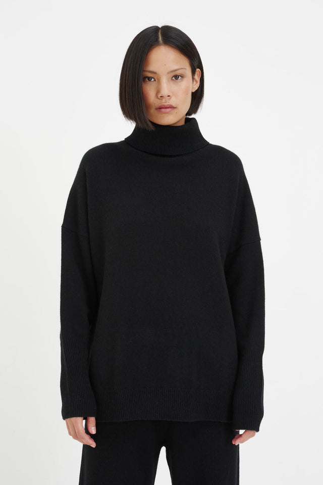 Black Cashmere Rollneck Sweater image 4