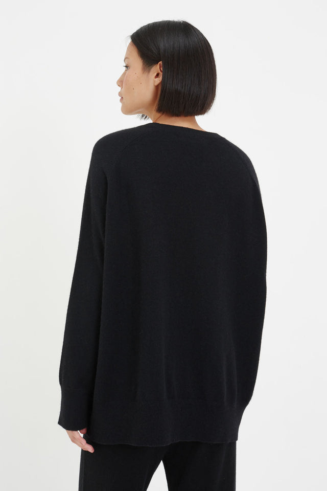Black Pure Cashmere Slouchy Sweater image 3