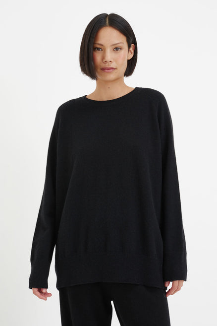 Black Pure Cashmere Slouchy Sweater