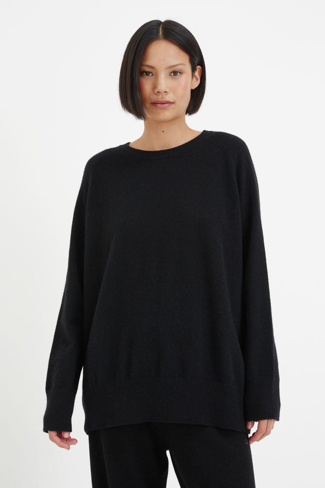 Black Pure Cashmere Slouchy Sweater image 1