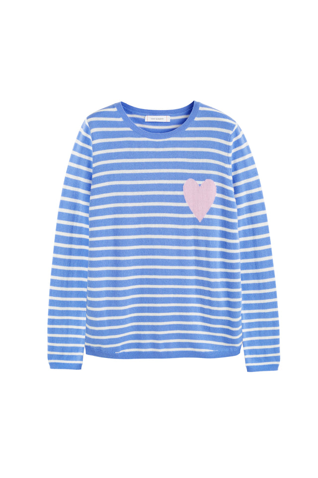 Powder-Blue Breton Heart Wool-Cashmere Sweater image 3