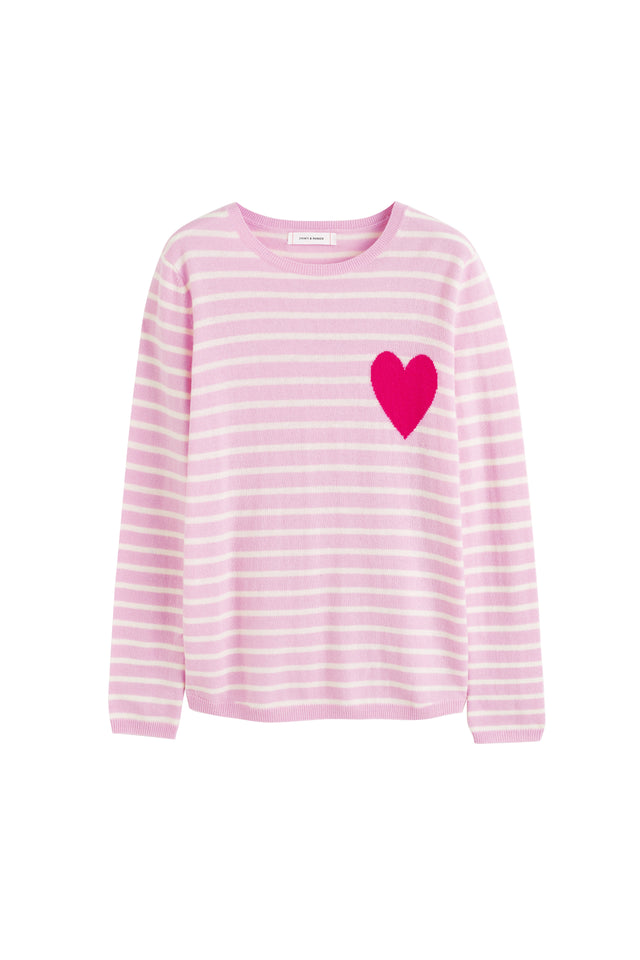 Pink-Lemonade Breton Heart Wool-Cashmere Sweater image 3