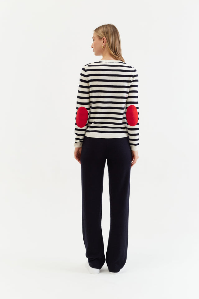 Navy-Cream Wool-Cashmere Stripe Sweater image 2