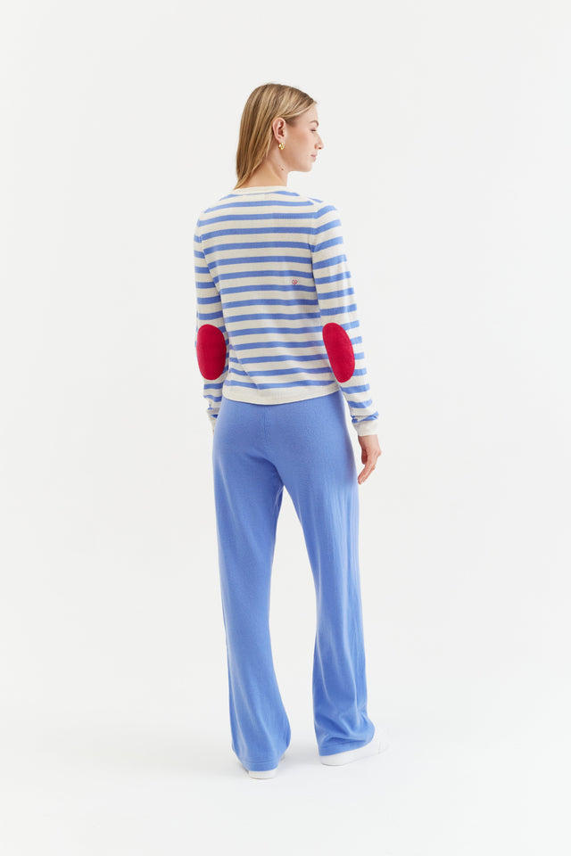 Blue-Cream Wool-Cashmere Stripe Sweater image 2