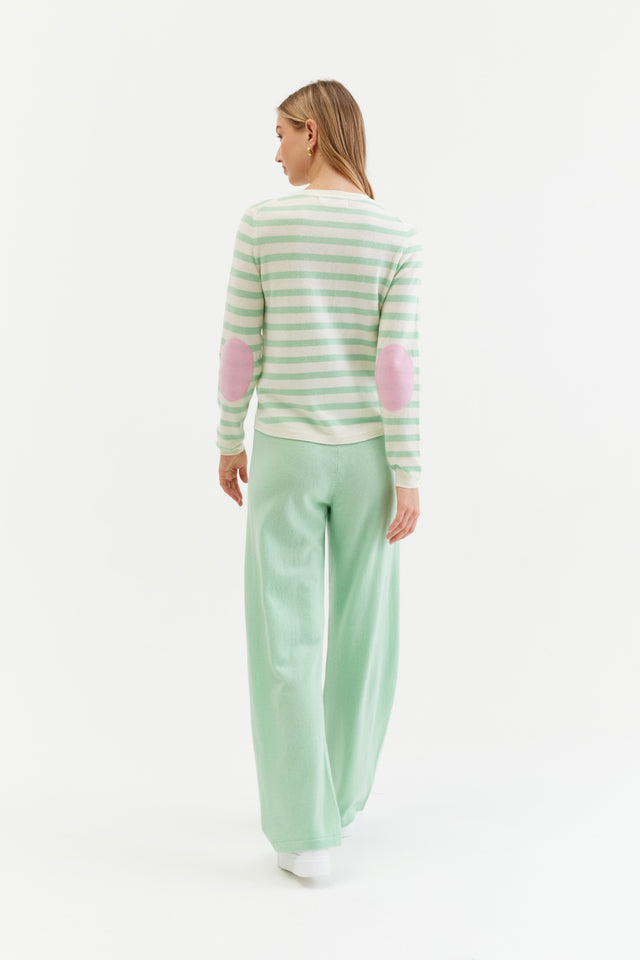 Mint-Cream Wool-Cashmere Stripe Sweater image 2