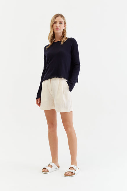 Cream Lyocell Shorts