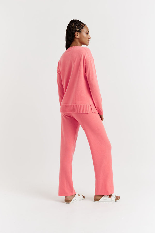 Coral Cashmere Tie Neck Sweater image 3