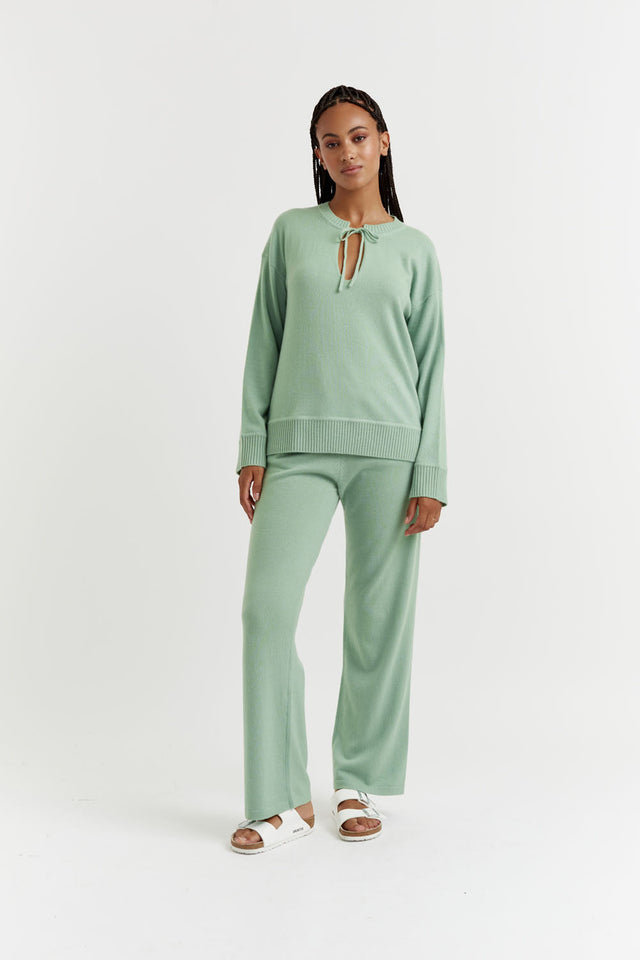 Pistachio Cashmere Wide-Leg Pants image 1