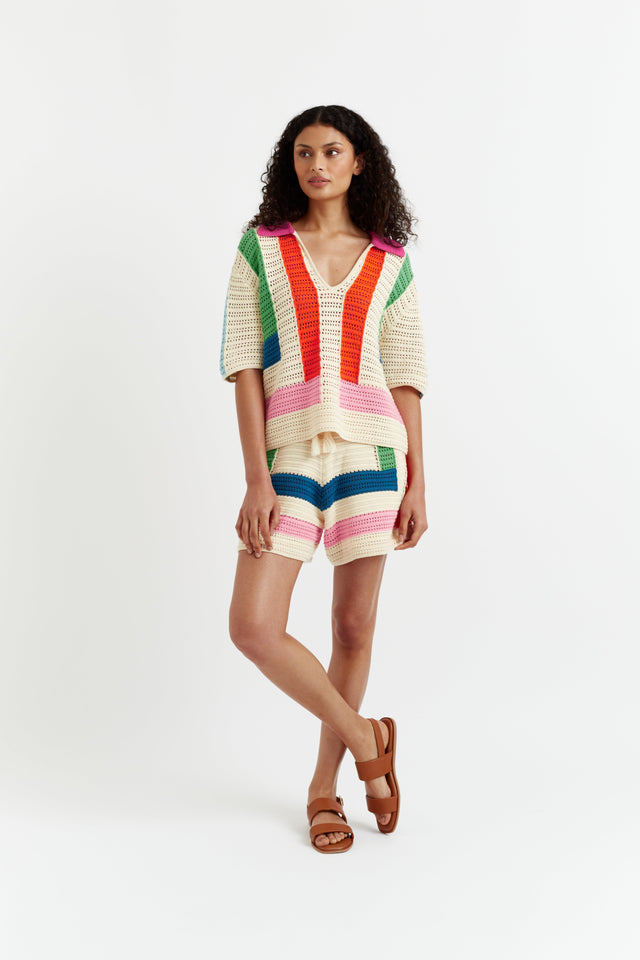 Cream Cotton Capri Shorts image 1