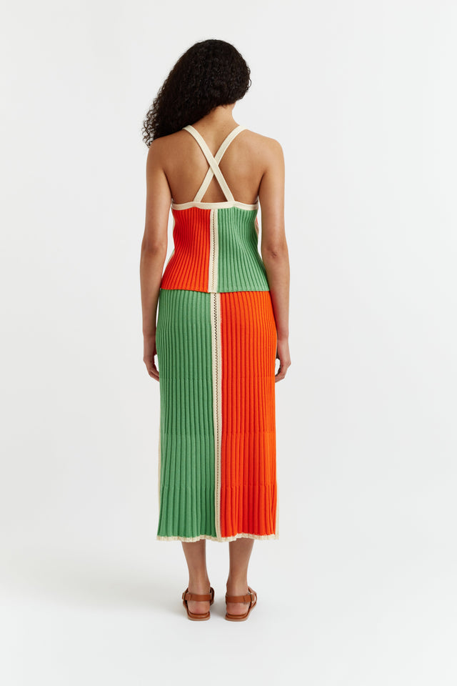 Womens Green-Orange Cotton Skirt Chinti and Parker Size XS-LL image 3