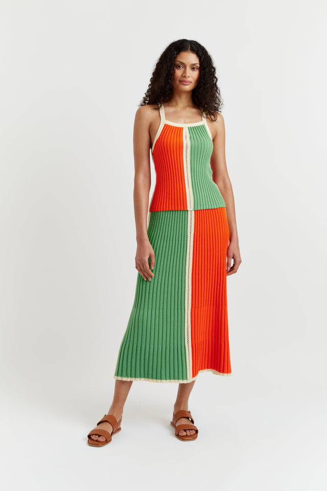 Womens Green-Orange Cotton Skirt Chinti and Parker Size XS-LL image 5