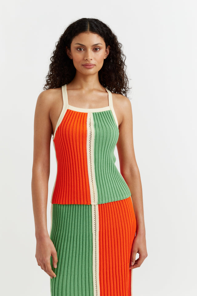 Womens Green-Orange Cotton Top Chinti and Parker Size XS-LL image 1