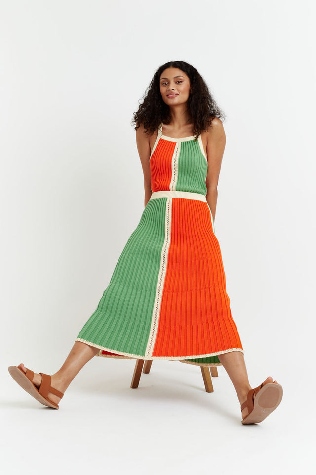 Womens Green-Orange Cotton Skirt Chinti and Parker Size XS-LL image 1