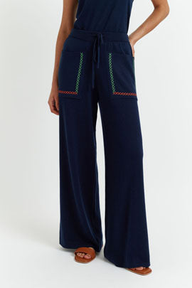 Navy Cotton-Cashmere Santorini Trousers image 4