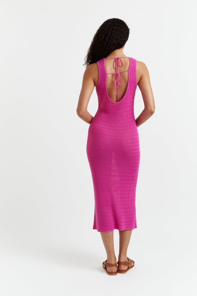 Womens Pink Linen-Cotton Dress Crochet Chinti and Parker Size XS-LL image 3