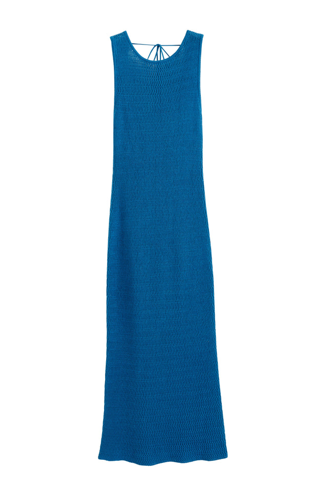 Womens Blue Linen-Cotton Dress Crochet Chinti and Parker Size XS-LL image 2