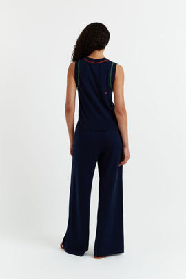 Navy Cotton-Cashmere Santorini Trousers image 3
