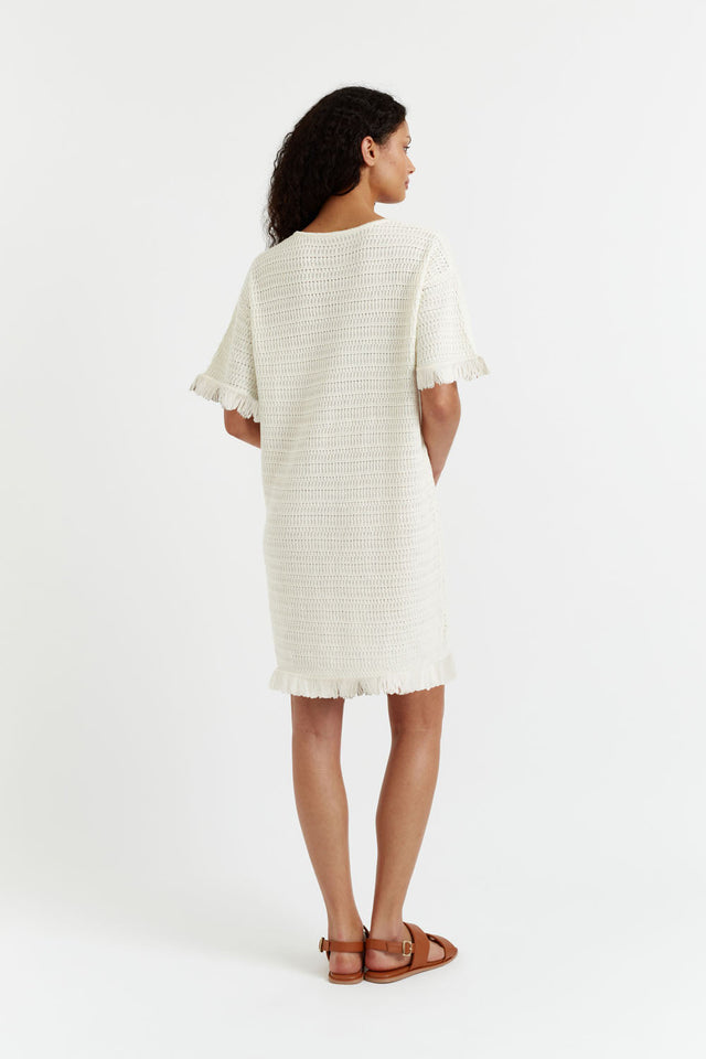 Womens Cream Linen-Cotton Kaftan with fringing Chinti and Parker Size XS-3L image 3