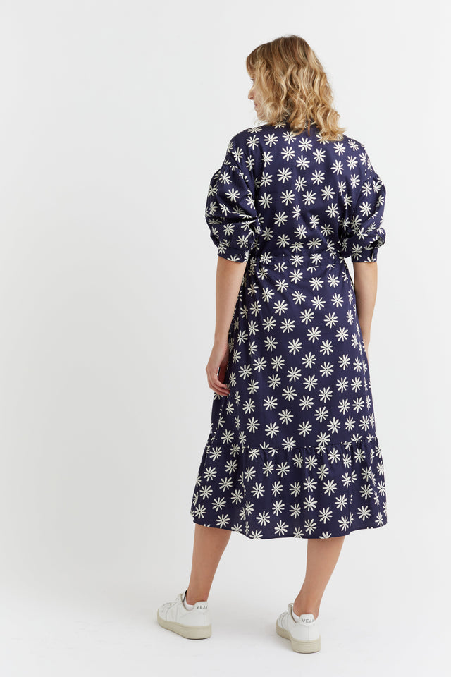 Navy Cotton Ditsy Daisy Tea Dress image 3