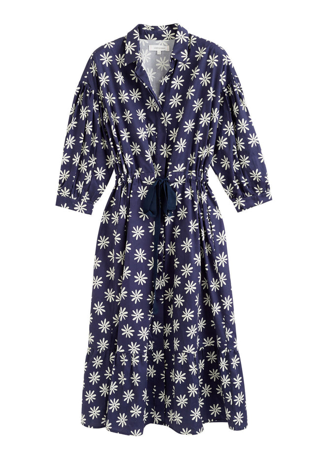 Navy Cotton Ditsy Daisy Tea Dress image 2