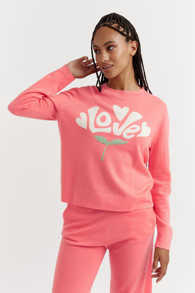 Coral Wool-Cashmere Bloom Love Sweater image 1