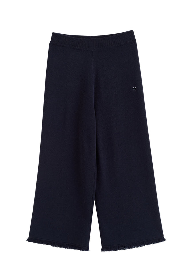 Navy Cashmere Fringe Wide-Leg Pants image 2