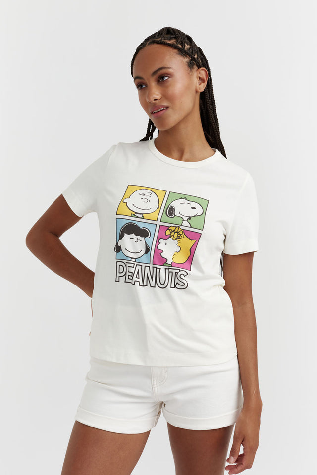 Cream Cotton Peanuts Gang T-shirt image 1